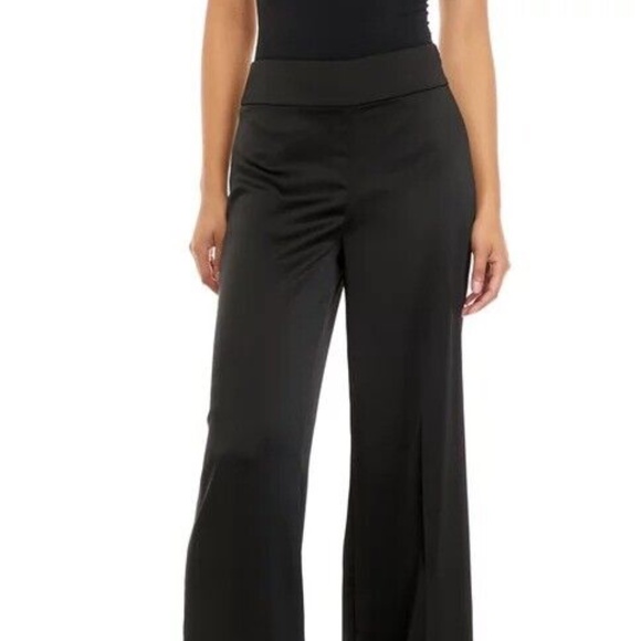 Anne Klein ANNE BLACK Women's Montreal Wide Leg High Rise Satin Pants,US 10 - Picture 2 of 4